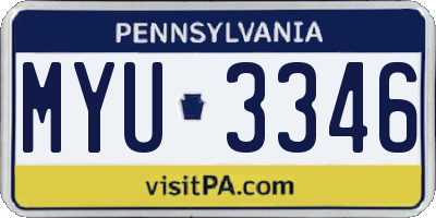 PA license plate MYU3346