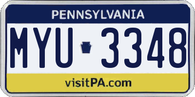 PA license plate MYU3348