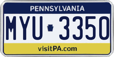 PA license plate MYU3350