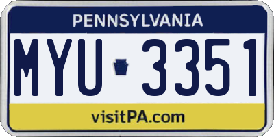 PA license plate MYU3351