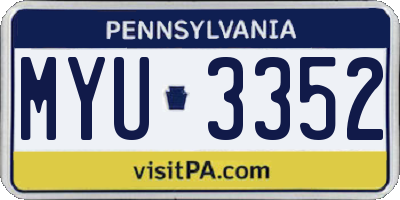PA license plate MYU3352