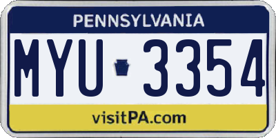 PA license plate MYU3354