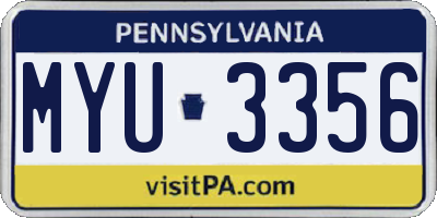 PA license plate MYU3356