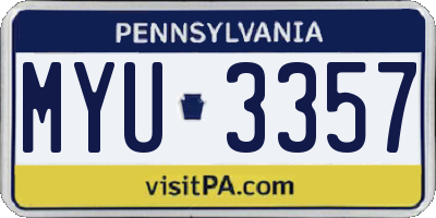 PA license plate MYU3357