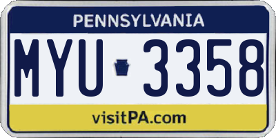 PA license plate MYU3358