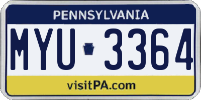 PA license plate MYU3364