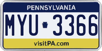 PA license plate MYU3366