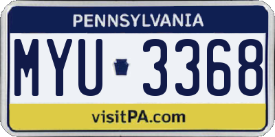 PA license plate MYU3368