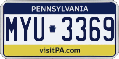PA license plate MYU3369