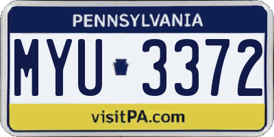 PA license plate MYU3372