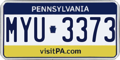 PA license plate MYU3373