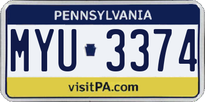 PA license plate MYU3374