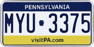 PA license plate MYU3375