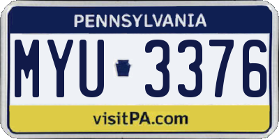 PA license plate MYU3376