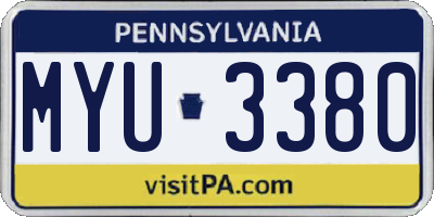 PA license plate MYU3380