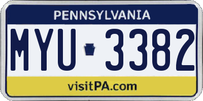 PA license plate MYU3382