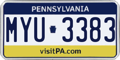 PA license plate MYU3383