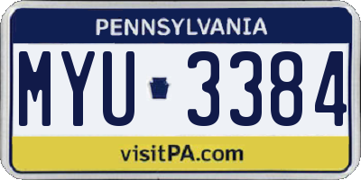 PA license plate MYU3384