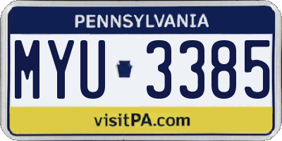 PA license plate MYU3385