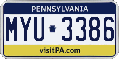 PA license plate MYU3386