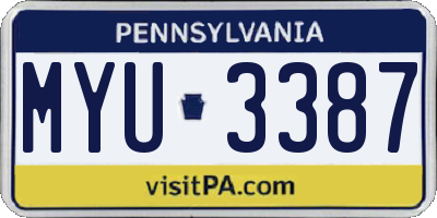 PA license plate MYU3387