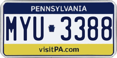 PA license plate MYU3388