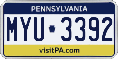 PA license plate MYU3392
