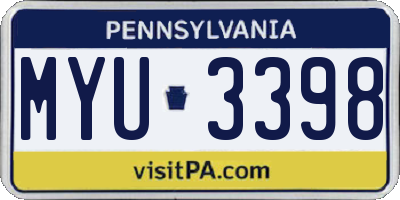 PA license plate MYU3398