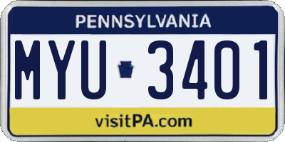 PA license plate MYU3401