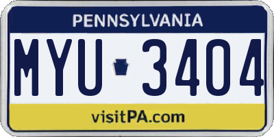 PA license plate MYU3404