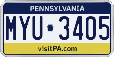 PA license plate MYU3405