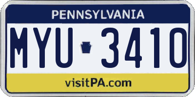 PA license plate MYU3410