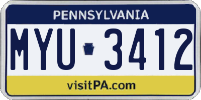 PA license plate MYU3412