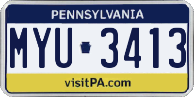 PA license plate MYU3413