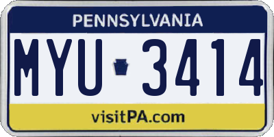 PA license plate MYU3414