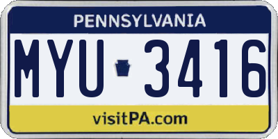 PA license plate MYU3416
