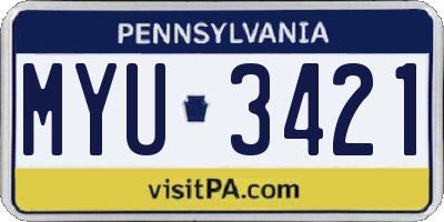 PA license plate MYU3421