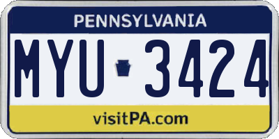 PA license plate MYU3424