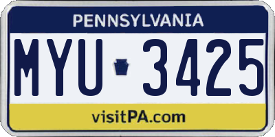 PA license plate MYU3425