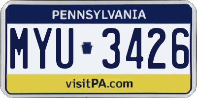 PA license plate MYU3426