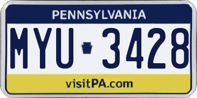 PA license plate MYU3428
