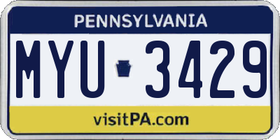 PA license plate MYU3429