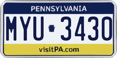 PA license plate MYU3430