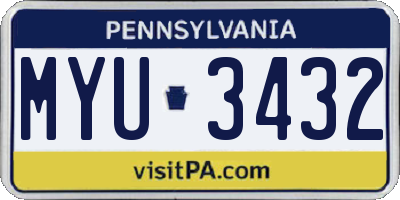 PA license plate MYU3432