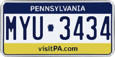 PA license plate MYU3434