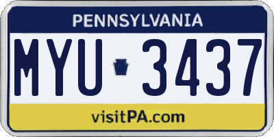PA license plate MYU3437