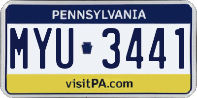 PA license plate MYU3441