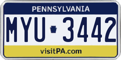 PA license plate MYU3442