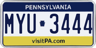 PA license plate MYU3444