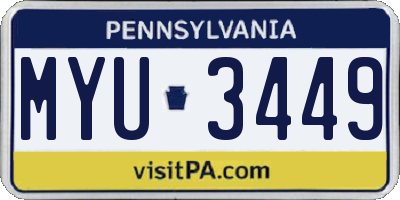 PA license plate MYU3449